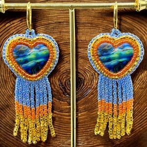 Handmade Heart Seeds Beads Fringe Dangle Tassel Bohemian Earrings